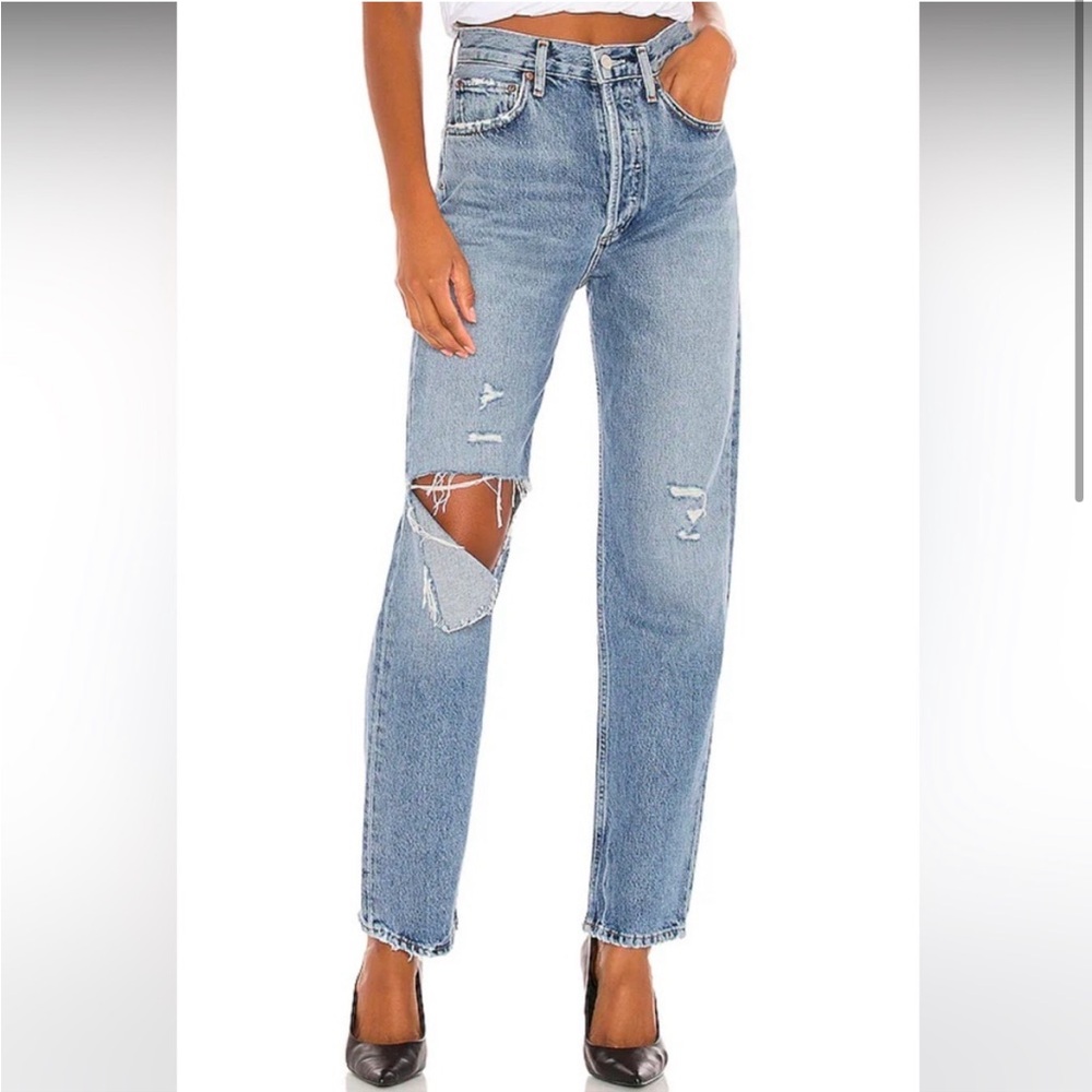 AGOLDE 90’s Pinch Waist Straight Distressed Classic Blue Jeans